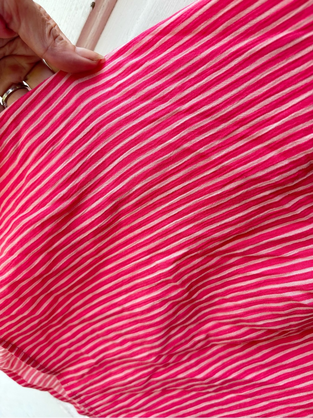 torrid Pink & White Striped Ruffle-Neck Blouse - Picture 3 of 5